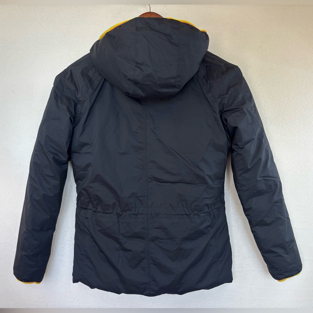 K-WAY Puffer Jacket Coat Down Feathers Women's Black‎ XS Hood Rainbow Stripe NEW - Picture 13 of 16